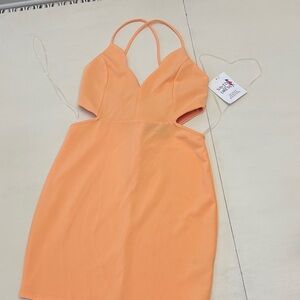 Elegant Backless Orange Dress